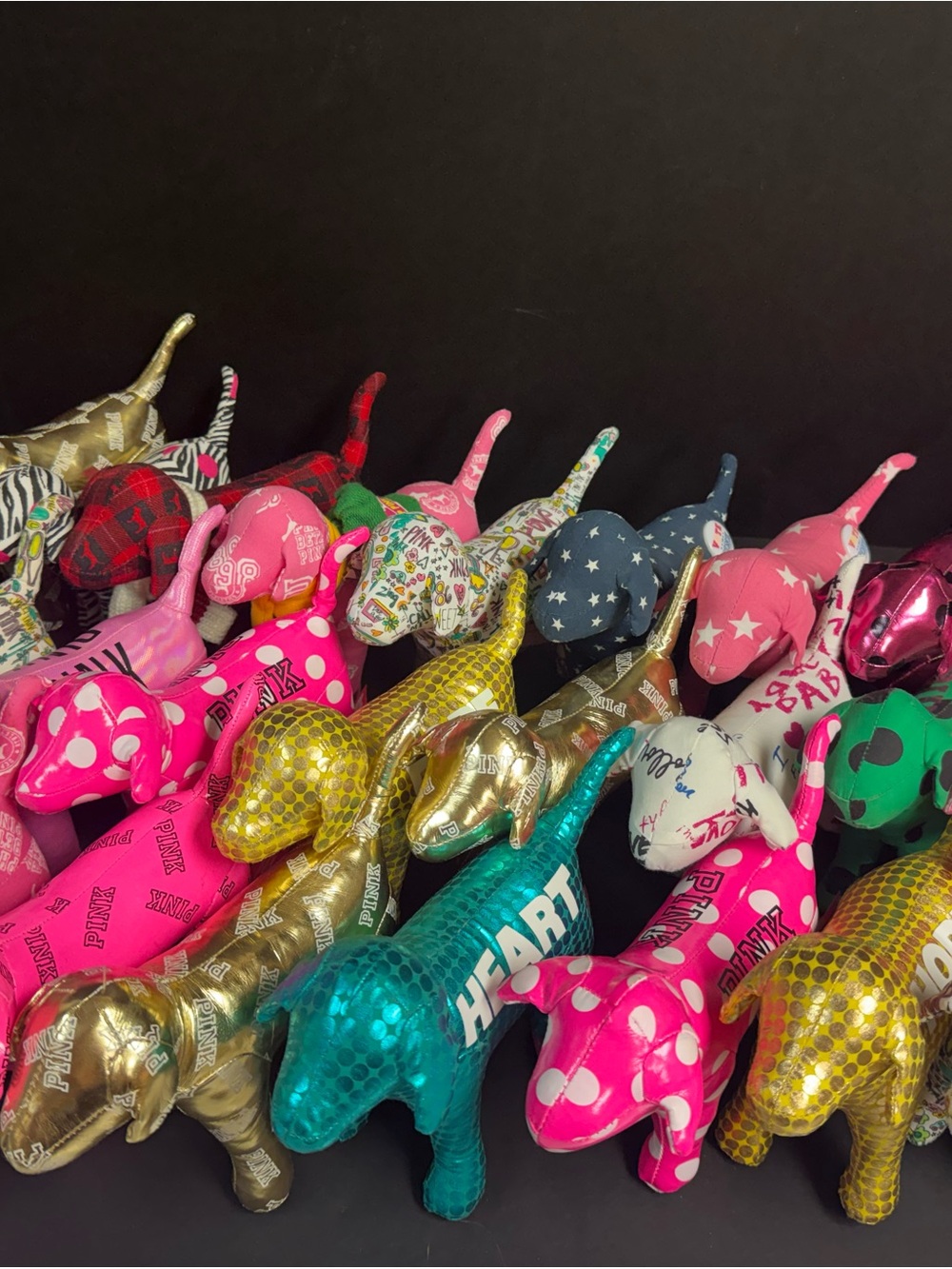 Assorted Pink and Metallic Dog Decorations - PINK Brand